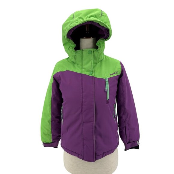 Kamik Hooded Neon Green Purple Winter Coat Ski Jacket Girls 6